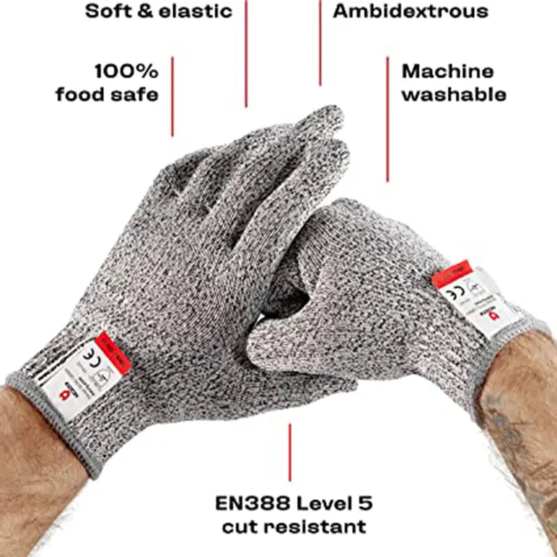 1 Pair Level 5 Anti-Cut Gloves for Kitchen and Gardening